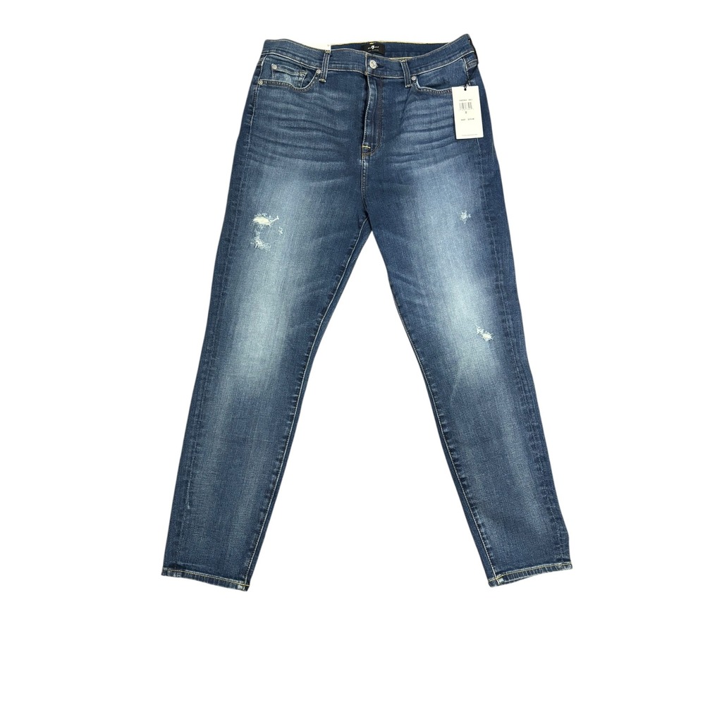 7 For All Mankind Ankle Skinny Jeans Distressed Denim Size 32